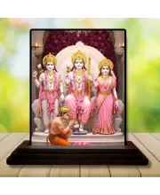 Car Dashboard Ram Darbar Wooden Photo Stand  3x4 Inches, Compact & Stylish Spiritual Display For Car, Home & Office (Pack Of 1) (F49421)