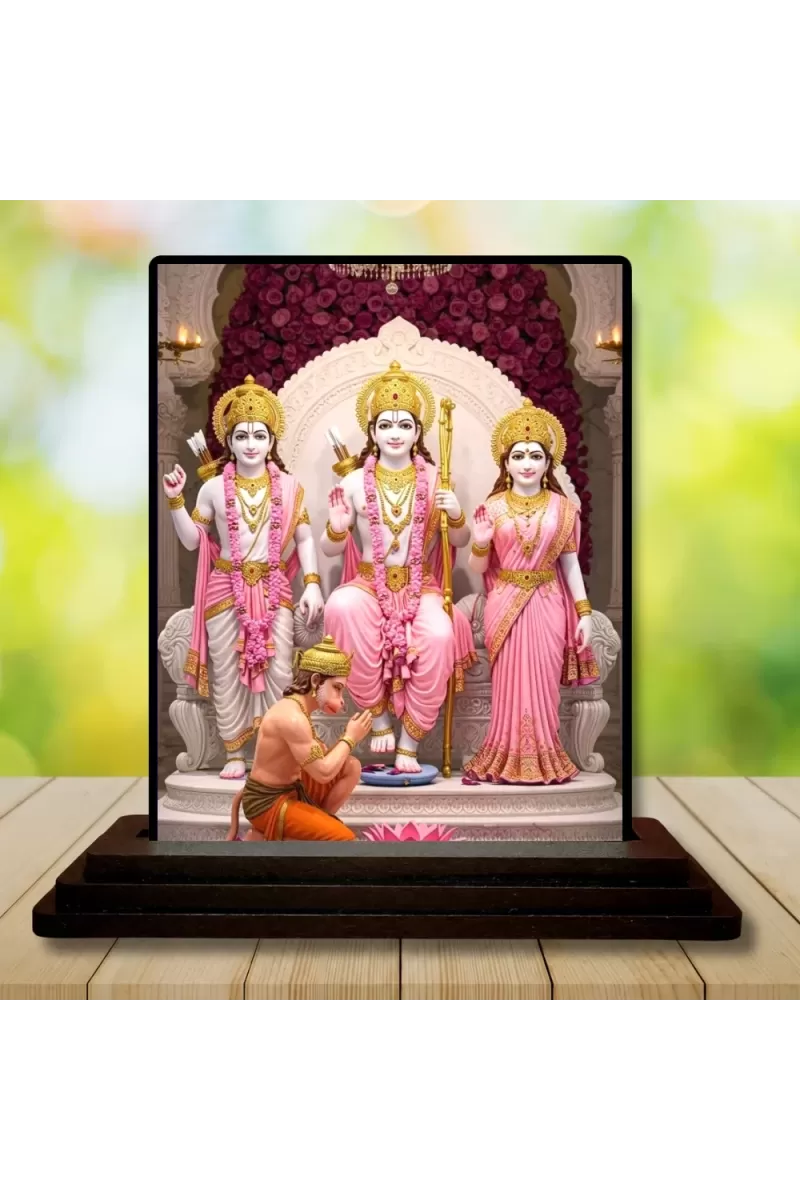 Car Dashboard Ram Darbar Wooden Photo Stand  3x4 Inches, Compact & Stylish Spiritual Display For Car, Home & Office (Pack Of 1) (F49421)