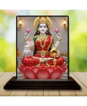 Car Dashboard Lakshmi Wooden Photo Stand  3x4 Inches, Compact & Stylish Spiritual Display For Car, Home & Office (Pack Of 1) (F49426)