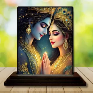 Car Dashboard Shree Radha And Shree Krishna Wooden Photo Stand 3x4 Inches, Compact & Stylish Spiritual Display For Car, Home & Office (Pack Of 1) (F49430) Car Dashboard Shree Radha And Shree Krishna Wooden Photo Stand 3x4 Inches, Compact & Stylish Spiritual Display For Car, Home & Office (Pack Of 1) (F49430)