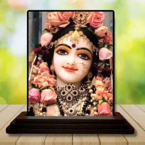 Car Dashboard Krishna Wooden Photo Stand  3x4 Inches, Compact & Stylish Spiritual Display For Car, Home & Office (Pack Of 1) (F49439)