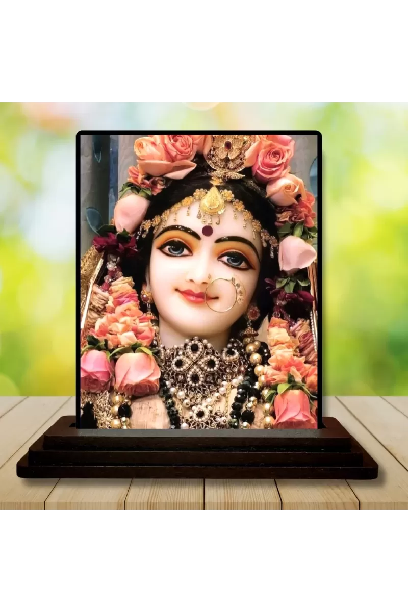 Car Dashboard Krishna Wooden Photo Stand  3x4 Inches, Compact & Stylish Spiritual Display For Car, Home & Office (Pack Of 1) (F49439)