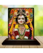 Car Dashboard Krishna Wooden Photo Stand  3x4 Inches, Compact & Stylish Spiritual Display For Car, Home & Office (Pack Of 1) (F49441)