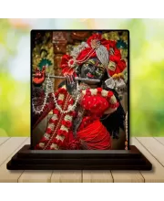 Car Dashboard Krishna Wooden Photo Stand  3x4 Inches, Compact & Stylish Spiritual Display For Car, Home & Office (Pack Of 1) (F49443)