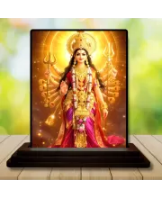 Car Dashboard Durga Wooden Photo Stand  3x4 Inches, Compact & Stylish Spiritual Display For Car, Home & Office (Pack Of 1) (F49445)