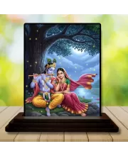 Car Dashboard Krishna Wooden Photo Stand  3x4 Inches, Compact & Stylish Spiritual Display For Car, Home & Office (Pack Of 1) (F49448)