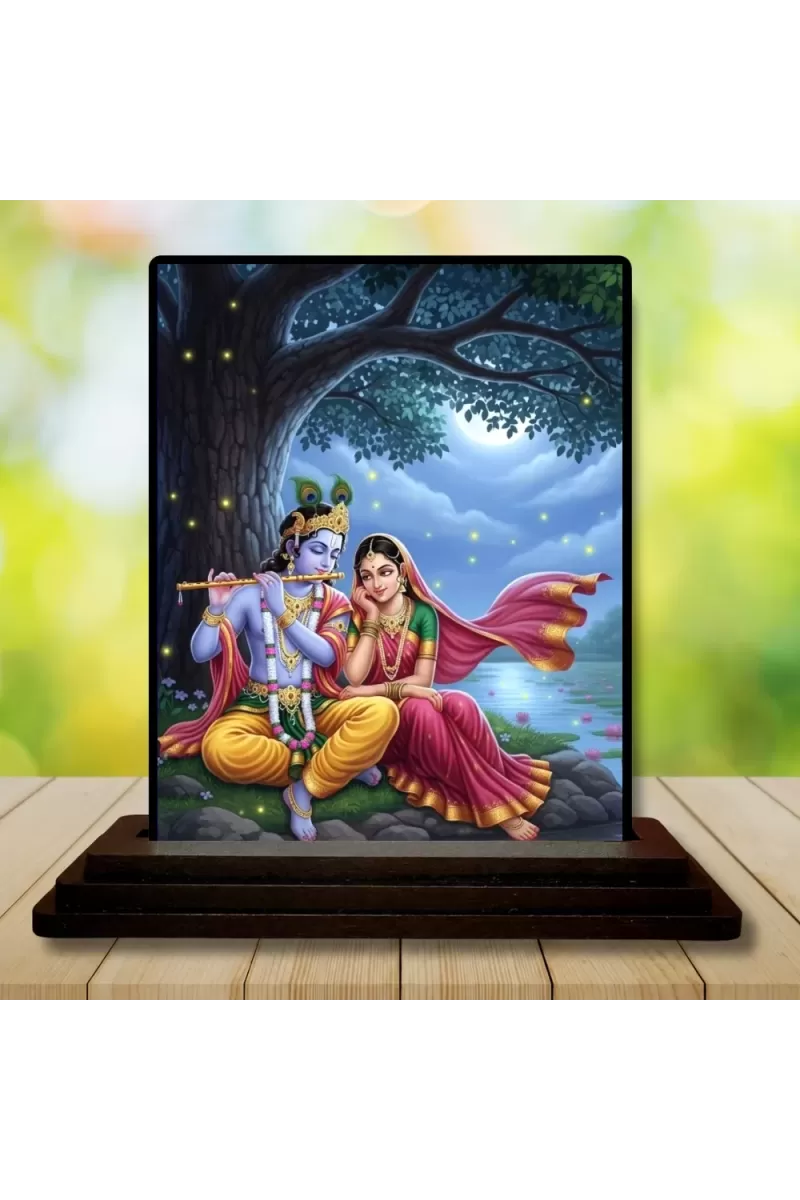 Car Dashboard Krishna Wooden Photo Stand  3x4 Inches, Compact & Stylish Spiritual Display For Car, Home & Office (Pack Of 1) (F49448)