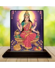 Car Dashboard Lakshmi Wooden Photo Stand  3x4 Inches, Compact & Stylish Spiritual Display For Car, Home & Office (Pack Of 1) (F49449)