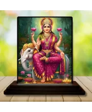 Car Dashboard Lakshmi Wooden Photo Stand  3x4 Inches, Compact & Stylish Spiritual Display For Car, Home & Office (Pack Of 1) (F49450)