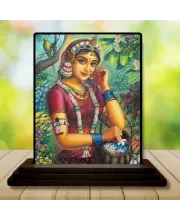 Car Dashboard Radha Wooden Photo Stand  3x4 Inches, Compact & Stylish Spiritual Display For Car, Home & Office (Pack Of 1) (F49453)