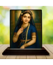 Car Dashboard Radha Wooden Photo Stand  3x4 Inches, Compact & Stylish Spiritual Display For Car, Home & Office (Pack Of 1) (F49455)