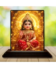 Car Dashboard Lakshmi Wooden Photo Stand  3x4 Inches, Compact & Stylish Spiritual Display For Car, Home & Office (Pack Of 1) (F49458)