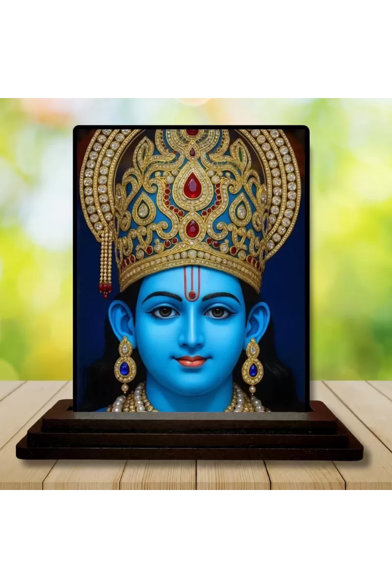 Car Dashboard Lord Rama Wooden Photo Stand  3x4 Inches, Compact & Stylish Spiritual Display For Car, Home & Office (Pack Of 1) (F49460)