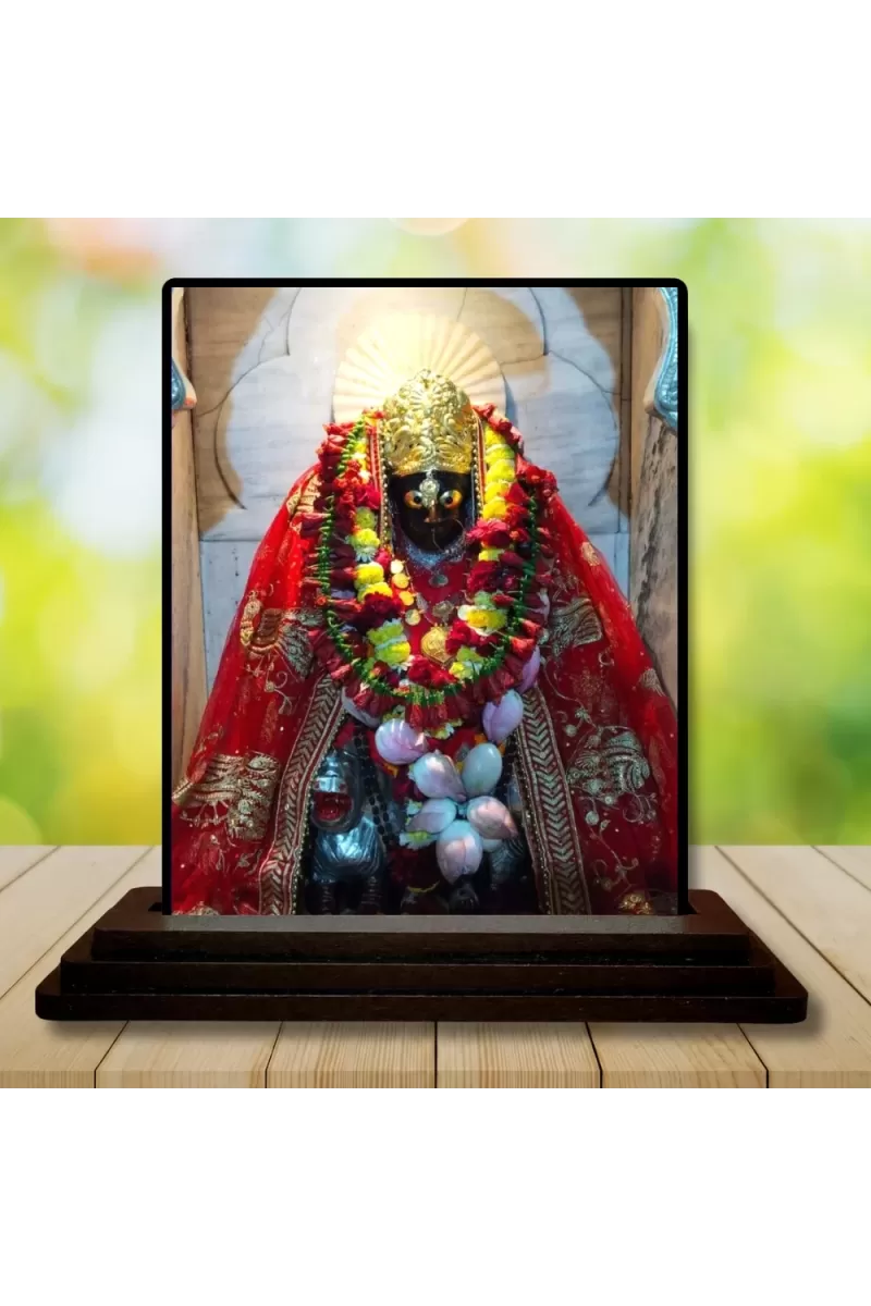 Car Dashboard Kali Wooden Photo Stand  3x4 Inches, Compact & Stylish Spiritual Display For Car, Home & Office (Pack Of 1) (F49461)