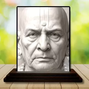 Car Dashboard Swami Samarth Wooden Photo Stand  3x4 Inches, Compact & Stylish Spiritual Display For Car, Home & Office (Pack Of 1) (F49462)