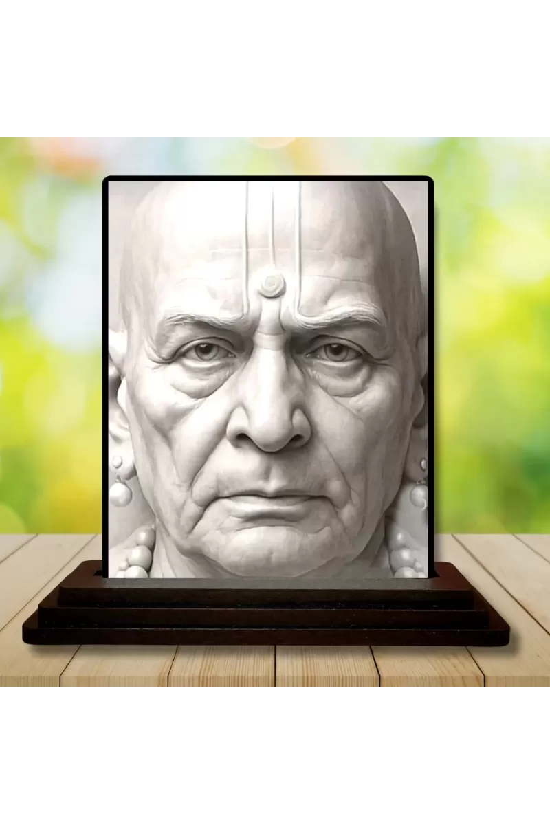 Car Dashboard Swami Samarth Wooden Photo Stand  3x4 Inches, Compact & Stylish Spiritual Display For Car, Home & Office (Pack Of 1) (F49462)