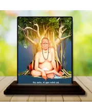 Car Dashboard Swami Samarth Wooden Photo Stand  3x4 Inches, Compact & Stylish Spiritual Display For Car, Home & Office (Pack Of 1) (F49463)