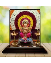 Car Dashboard Ganesha Wooden Photo Stand  3x4 Inches, Compact & Stylish Spiritual Display For Car, Home & Office (Pack Of 1) (F49467)