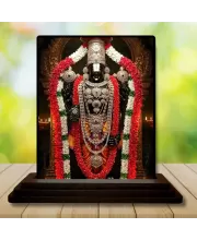 Car Dashboard Lord Venkateswara Wooden Photo Stand  3x4 Inches, Compact & Stylish Spiritual Display For Car, Home & Office (Pack Of 1) (F49471)
