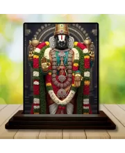 Car Dashboard Venkateswara Wooden Photo Stand  3x4 Inches, Compact & Stylish Spiritual Display For Car, Home & Office (Pack Of 1) (F49473)