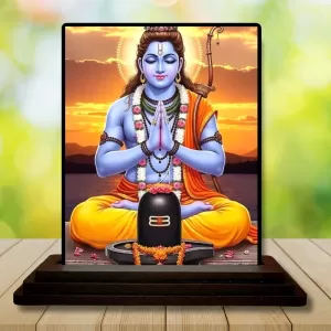 Car Dashboard Shiva Wooden Photo Stand  3x4 Inches, Compact & Stylish Spiritual Display For Car, Home & Office (Pack Of 1) (F49479)