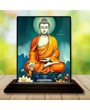 Car Dashboard Buddha Wooden Photo Stand  3x4 Inches, Compact & Stylish Spiritual Display For Car, Home & Office (Pack Of 1) (F49480)