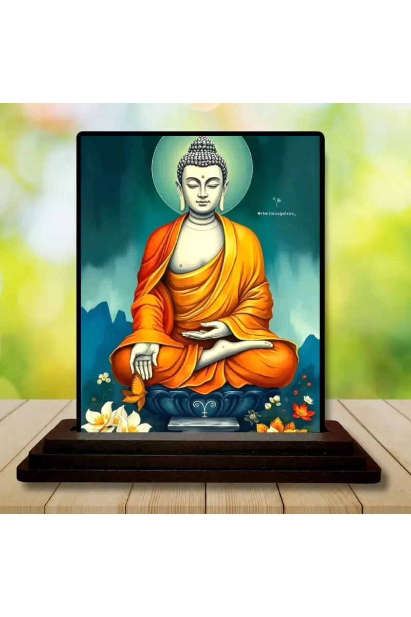 Car Dashboard Buddha Wooden Photo Stand  3x4 Inches, Compact & Stylish Spiritual Display For Car, Home & Office (Pack Of 1) (F49480)