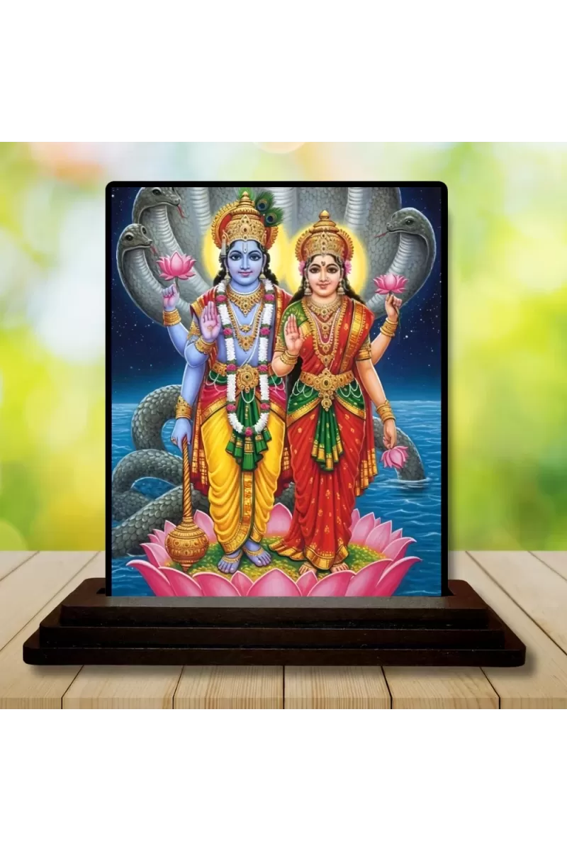 Car Dashboard Radha Krishna Wooden Photo Stand  3x4 Inches, Compact & Stylish Spiritual Display For Car, Home & Office (Pack Of 1) (F49484)