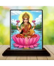 Car Dashboard Lakshmi Wooden Photo Stand  3x4 Inches, Compact & Stylish Spiritual Display For Car, Home & Office (Pack Of 1) (F49485)