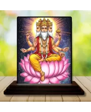 Car Dashboard Brahma Wooden Photo Stand  3x4 Inches, Compact & Stylish Spiritual Display For Car, Home & Office (Pack Of 1) (F49486)