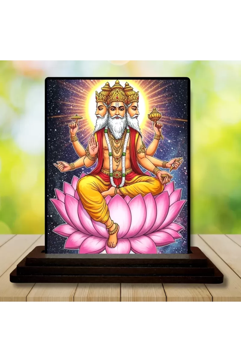 Car Dashboard Brahma Wooden Photo Stand  3x4 Inches, Compact & Stylish Spiritual Display For Car, Home & Office (Pack Of 1) (F49486)