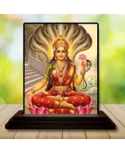Car Dashboard Lakshmi Wooden Photo Stand  3x4 Inches, Compact & Stylish Spiritual Display For Car, Home & Office (Pack Of 1) (F49489)