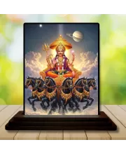 Car Dashboard Surya Wooden Photo Stand  3x4 Inches, Compact & Stylish Spiritual Display For Car, Home & Office (Pack Of 1) (F49490)
