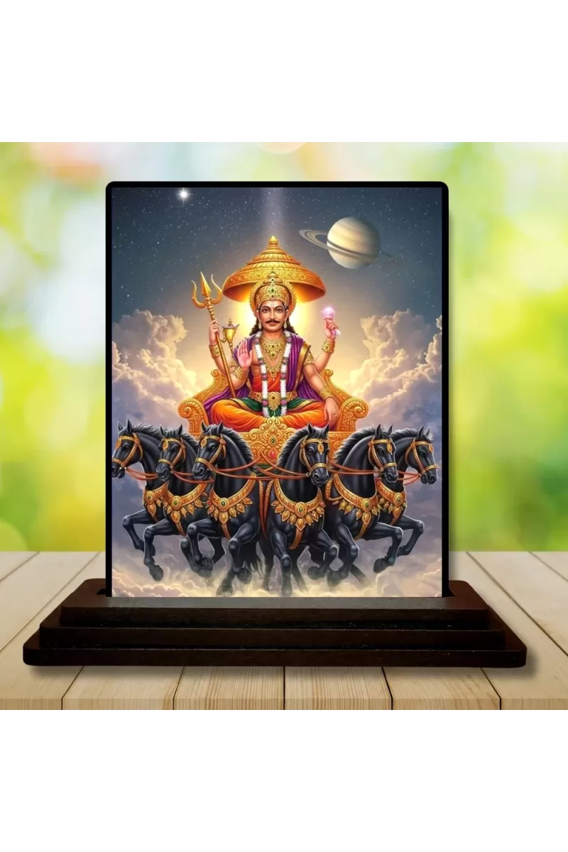 Car Dashboard Surya Wooden Photo Stand  3x4 Inches, Compact & Stylish Spiritual Display For Car, Home & Office (Pack Of 1) (F49490)