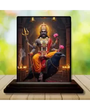 Car Dashboard Shiva Wooden Photo Stand  3x4 Inches, Compact & Stylish Spiritual Display For Car, Home & Office (Pack Of 1) (F49491)