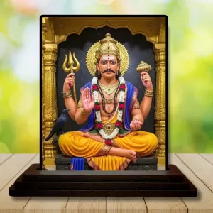 Car Dashboard Shiva Wooden Photo Stand  3x4 Inches, Compact & Stylish Spiritual Display For Car, Home & Office (Pack Of 1) (F49492)