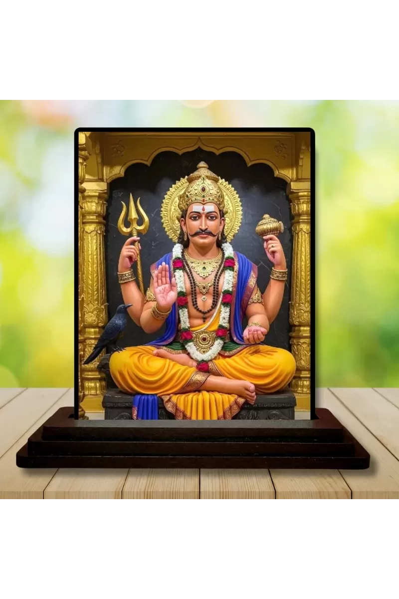 Car Dashboard Shiva Wooden Photo Stand  3x4 Inches, Compact & Stylish Spiritual Display For Car, Home & Office (Pack Of 1) (F49492)