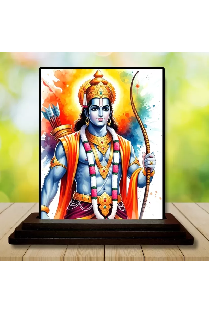Car Dashboard Rama Wooden Photo Stand  3x4 Inches, Compact & Stylish Spiritual Display For Car, Home & Office (Pack Of 1) (F49493)