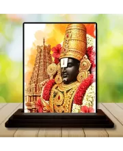 Car Dashboard Venkateswara Wooden Photo Stand  3x4 Inches, Compact & Stylish Spiritual Display For Car, Home & Office (Pack Of 1) (F49496)
