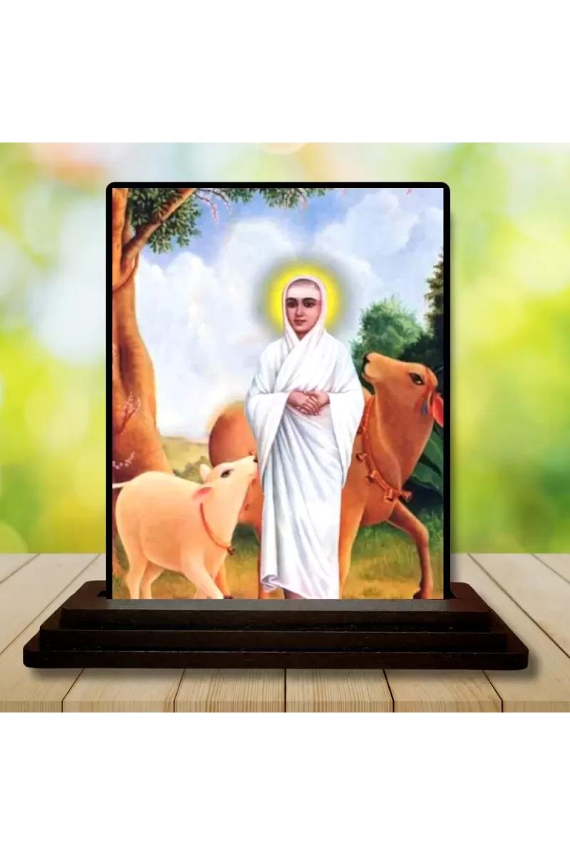Car Dashboard Krishna Wooden Photo Stand  3x4 Inches, Compact & Stylish Spiritual Display For Car, Home & Office (Pack Of 1) (F49499)