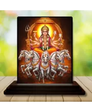 Car Dashboard Surya Wooden Photo Stand  3x4 Inches, Compact & Stylish Spiritual Display For Car, Home & Office (Pack Of 1) (F49500)