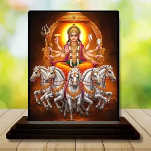 Car Dashboard Surya Wooden Photo Stand  3x4 Inches, Compact & Stylish Spiritual Display For Car, Home & Office (Pack Of 1) (F49500)