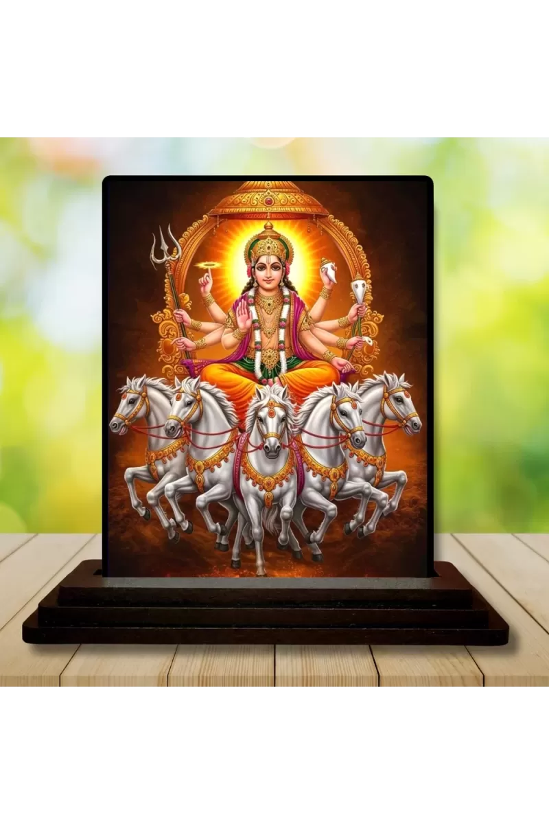 Car Dashboard Surya Wooden Photo Stand  3x4 Inches, Compact & Stylish Spiritual Display For Car, Home & Office (Pack Of 1) (F49500)