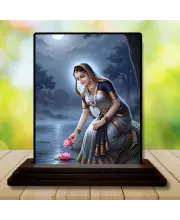 Car Dashboard Radha Wooden Photo Stand  3x4 Inches, Compact & Stylish Spiritual Display For Car, Home & Office (Pack Of 1) (F49502)