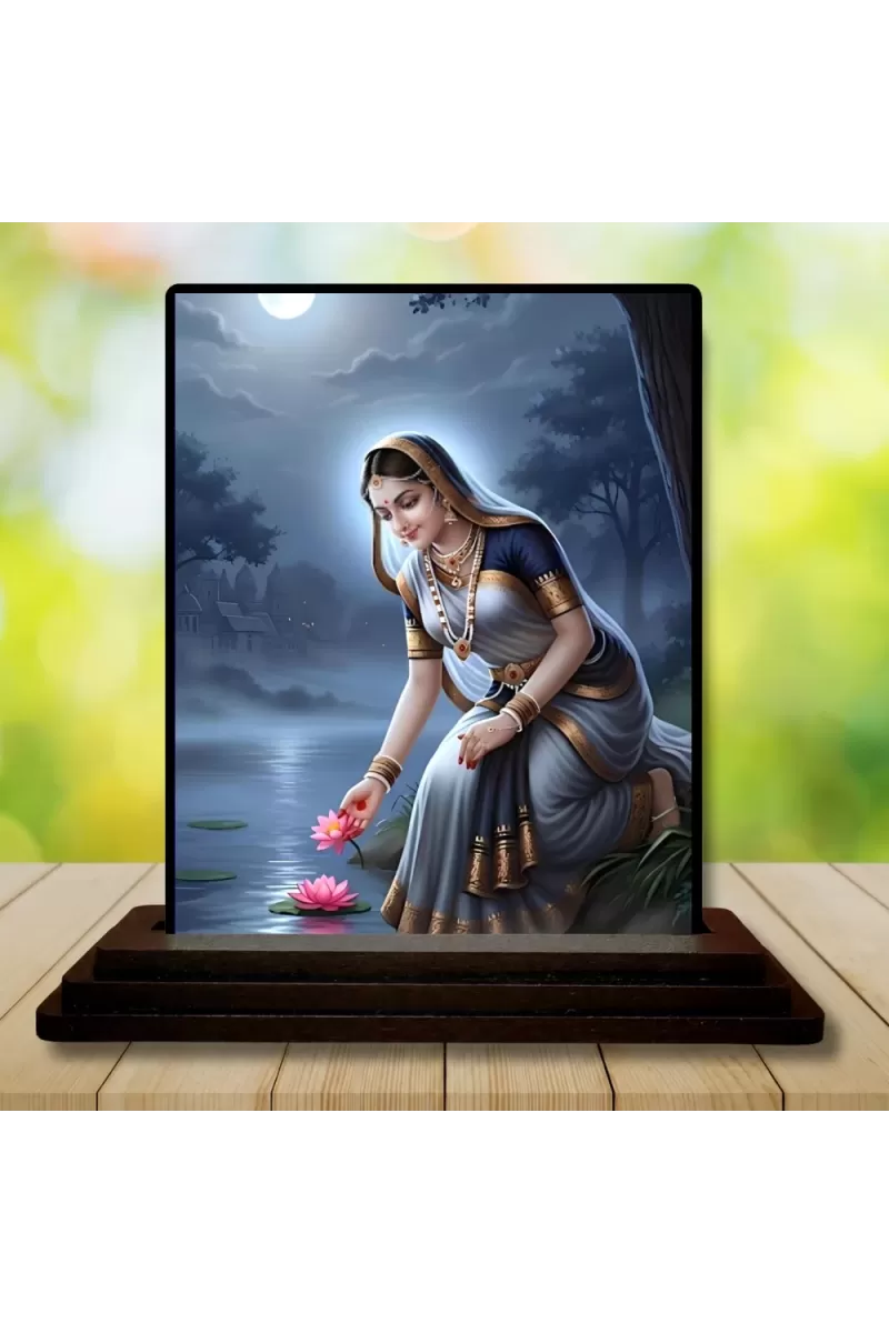 Car Dashboard Radha Wooden Photo Stand  3x4 Inches, Compact & Stylish Spiritual Display For Car, Home & Office (Pack Of 1) (F49502)
