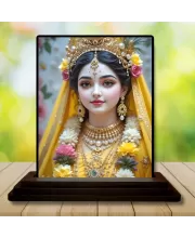 Car Dashboard Radha Wooden Photo Stand  3x4 Inches, Compact & Stylish Spiritual Display For Car, Home & Office (Pack Of 1) (F49504)