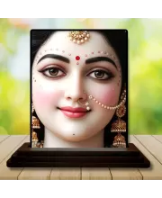 Car Dashboard Goddess Lakshmi Wooden Photo Stand  3x4 Inches, Compact & Stylish Spiritual Display For Car, Home & Office (Pack Of 1) (F49507)