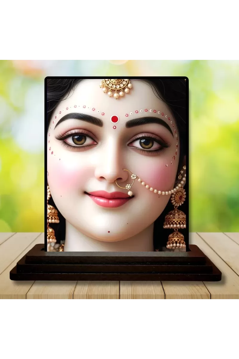 Car Dashboard Goddess Lakshmi Wooden Photo Stand  3x4 Inches, Compact & Stylish Spiritual Display For Car, Home & Office (Pack Of 1) (F49507)