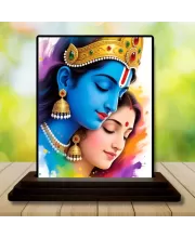 Car Dashboard Krishna Wooden Photo Stand  3x4 Inches, Compact & Stylish Spiritual Display For Car, Home & Office (Pack Of 1) (F49509)