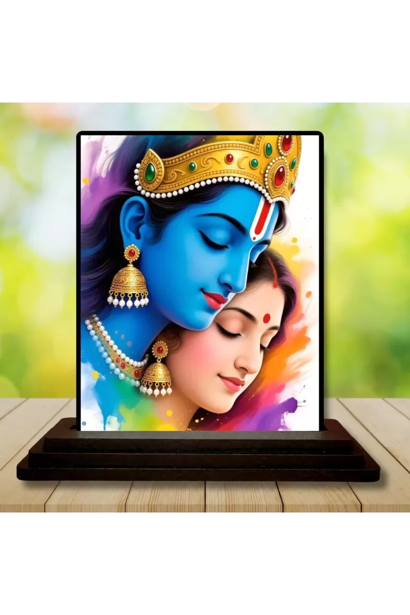 Car Dashboard Krishna Wooden Photo Stand  3x4 Inches, Compact & Stylish Spiritual Display For Car, Home & Office (Pack Of 1) (F49509)